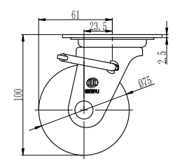 Bánh xe PU xoay khóa Shenpai D75, 25A02-1052