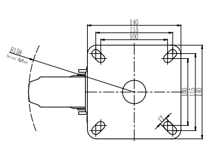 Bánh xe PU xoay Shenpai D200, 25A37-1654